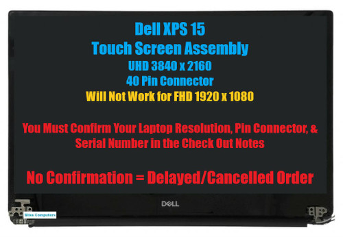 Screen Panel for Dell XPS 15 9570 Precision 5530 15.6" Touch Screen UHD 4K 3840X2160 LCD Complete JXF32 (3840X2160 Resolution)