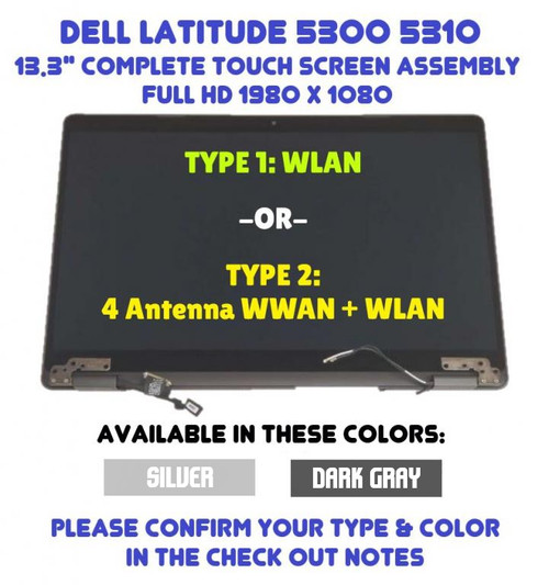 Dell Latitude 5300 2-in-1 13.3" Fhd Wva Ar Screen Panel Complete Assembly Wv4v6