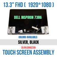13.3" FHD Complete Touch Screen Digitizer Assembly Dell Inspiron 7386 LCD Display Hinge W3MGJ Silver