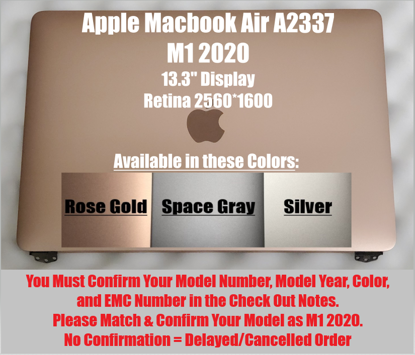 Apple MacBook Air 13" A2337 M1 2020 EMC 3598 LCD Screen Display Panel Space  Gray