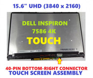 REPLACEMENT 15.6" B156ZAN03.4 UHD 4K LCD Display Touch Screen Digitizer Assembly Bezel Touch Control Board Dell Inspiron 15 7586 i7586 P76F P76F001 3840x2160 40 Pin