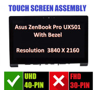 New Laptop Screen ASUS ZENBOOK Pro UX501J UX501JW UX501V UX501VW REPLACEMENT LCD Screen Touch Screen Bezel Assembly 15.6" UHD 4K 3840X2160