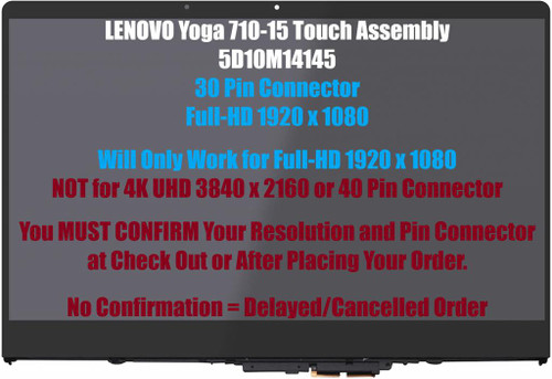 Touch LCD Screen Replacement 5D10M14145 for Lenovo Yoga 710-15IKB 80V5 80V50010US digitizer LED Display Panel Assembly +Bezel + Control Board 15.6" 1080P FHD Version