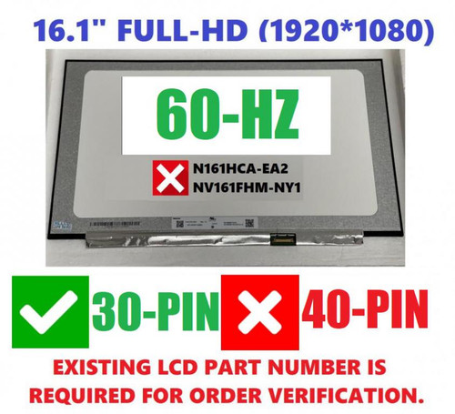REPLACEMENT NV161FHM-N41 NV161FHM N41 N61 N161HCA-EA2 EA3 N161HCA-EAC 16.1" Laptop LCD Screen 1920X1080 eDP 30 Pin IPS