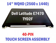 New Dell OEM Latitude E7470 14" QHD LCD Complete Touchscreen Assembly - 8780G