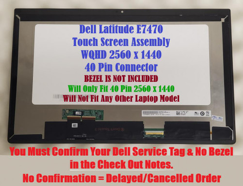 Dell 391-BCFP 14.0" QHD Touch 2560X1440 LCD Touch Screen Assembly
