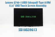 Lenovo 5D10S39613 Ideapad S740-15IRH 81NW0000US LP156UD3(SP)(E1) 40 Pin 3840x2160 UHD Assembly Frame and board