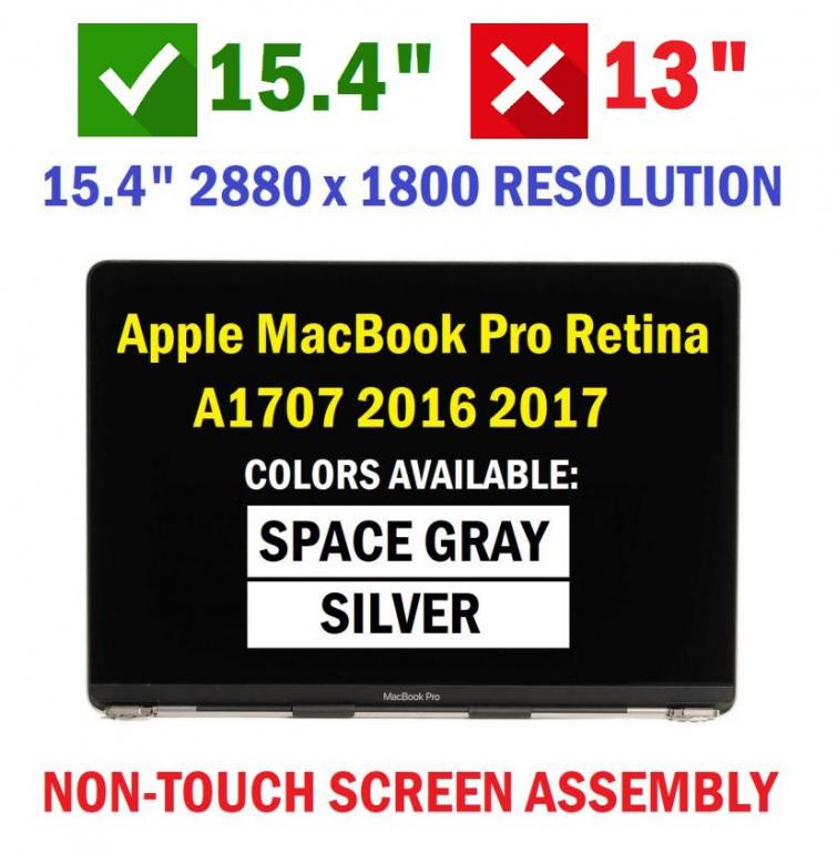Apple MacBook Pro Retina 15" 2016 LCD Screen Display Assembly A1707 Space  Grey