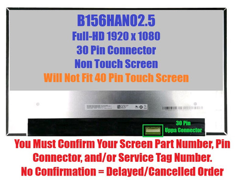New Screen REPLACEMENT B156HAN02.5 15.6" FHD WUXGA 1080P IPS Non Touch LED LCD Screen Display