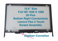 5D10F86071 Lenovo Flex 2-15 15.6" FHD Black TouchScreen Glass Assembly