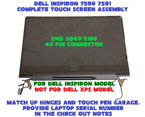 Dell Inspiron 15 7590 2-in-1 UHD LCD Screen Assembly Touch Black 5R82W