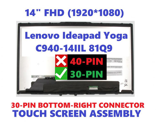 14" Lenovo Yoga C940-14IIL 81Q9 FHD 1920x1080 LCD Display Touch Screen Assembly