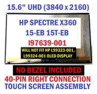Hp 15-eb0010ca Black 15.6" 3840x2160 Uhd 4k Touch LCD Screen Assembly L97639-001