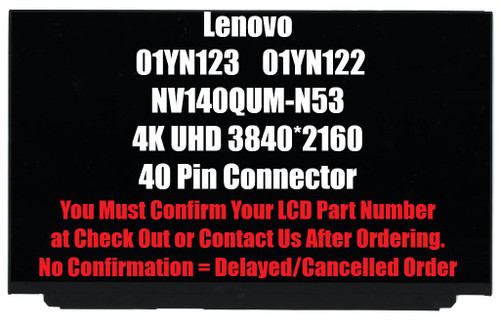 New 01YN122 Lenovo Thinkpad X1 Carbon 7th 8th 4K LCD Screen UHD IPS 3840*2160 US