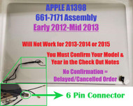 Apple REPLACEMENT Display 661-6529 MacBook Pro Retina 15.4" A1398