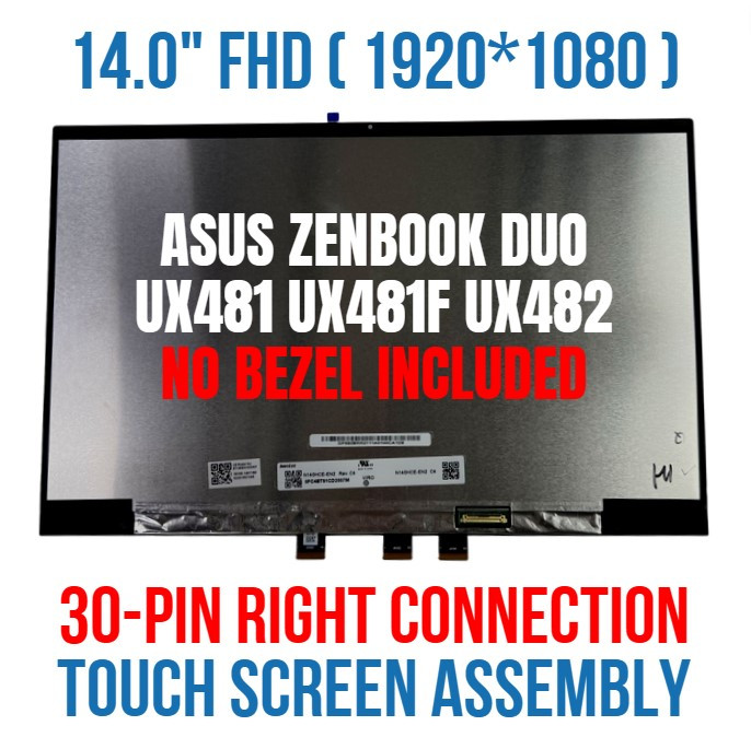 14 Asus ZenBook DUO UX481 UX481F UX482 LCD Display Touch Screen Digitizer