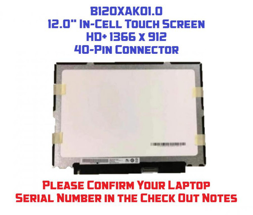 B120XAK01.0 Lcd Touch Screen 12" HD+ 1366x912 40 Pin