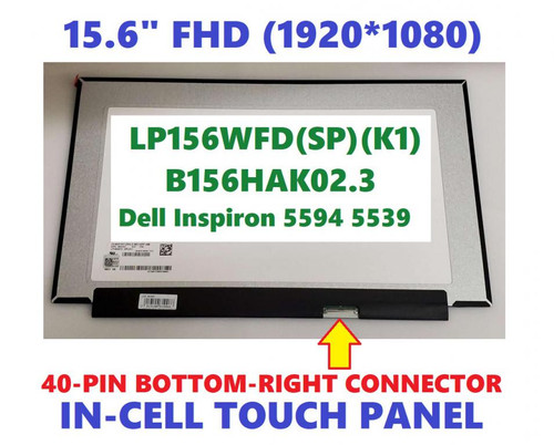15.6" LCD Touch 40 pin Screen Replacement B156hak02.3 FHD 1920X1080