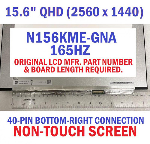 2.5k 165hz 15.6" Wqhd Ips Laptop Led Lcd Screen N156kme-gna/ne156qhm-ny2 40 Pin