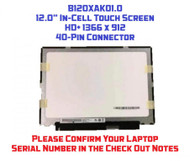 B120XAK01.0 12.0" Laptop LCD Touch Screen Panel Matrix 1366x912 EDP 40 Pin