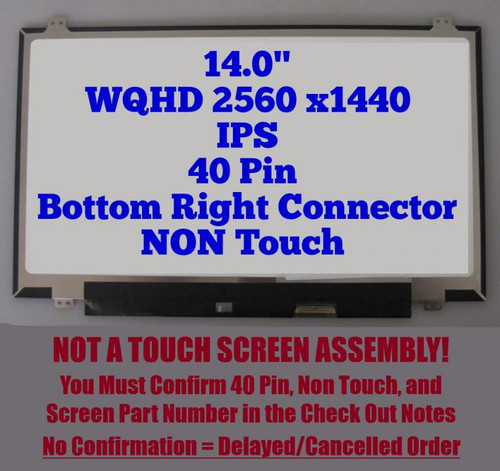 14.0"LED LCD Screen LP140QH1-SPF1 LP140QH1(SP)(F1) 00HN877 For Lenovo 2560x1440