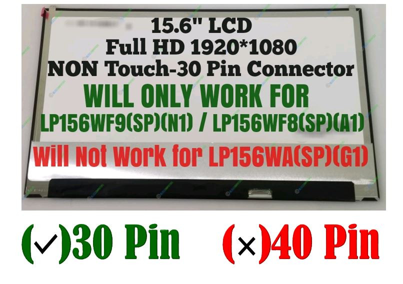 15.6" FHD IPS LCD SCREEN LP156WF9(SP)(N1) LP156WF9-SPN1 HP non touch eDP 30  Pin