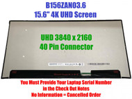 15.6" 4K LED LCD SCREEN AUO B156ZAN03.6 3840X2160 EDP 40 Pin UHD IPS Non Touch