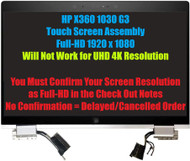 New HP Elitebook X360 1030 G3 LCD Screen Full Assembly L31869-001 FHD