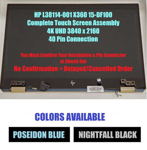 15.6" L64026-001 HP X360 15-DF100 15T-DF100 UHD LCD Screen Display Hinge Up