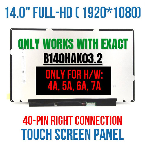 IPS LCD Display Touch Screen Replacement B140HAK03.2 HW5A 5D11B68428 SD11B68429