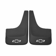 Splash Guards - Rear Flat - Flat with Contour, Rear Set, White Bowtie Logo, Black