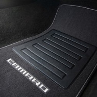 Floor Mats - Front and Rear Premium All Weather - Premium Carpet - Black Carpet, Silver Camaro Logo, Silver Edging