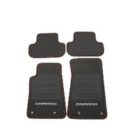 Floor Mats - Front and Rear Premium All Weather - Premium Carpet - Black Carpet, White Camaro Logo, Red Edging