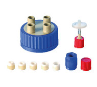 Collection Flasks Caps & Adaptors Blue Cap with 4 ports