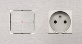 LARA CARRE - 2/4 PUSH-BUTTONS KNX WITH LEDS & 1 SOCKET OUTLET / 2 MODULES