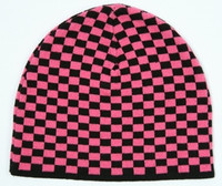 Check S black-pink mix beanie