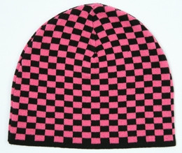 Check S black-pink mix beanie