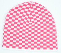 Check S pink-white mix beanie