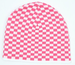 Check S pink-white mix beanie