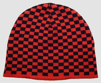Check S black-red mix beanie