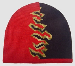 Fire V red-black mix beanie