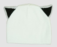 Cat ears white-black mix beanie