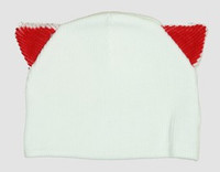 Cat ears white-red mix beanie