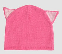 Cat ears pink-white mix beanie