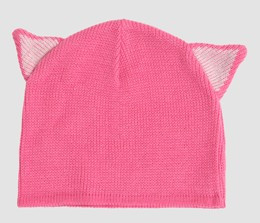 Cat ears pink-white mix beanie