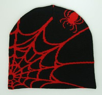 Spiderweb black-red mix beanie