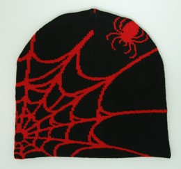 Spiderweb black-red mix beanie