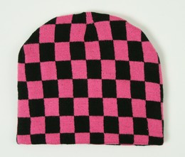 Check L pink-black mix beanie