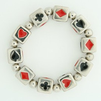 Poker silver dice bracelet