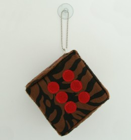 1 Dice zebra D brown / red 1 dice car accessory